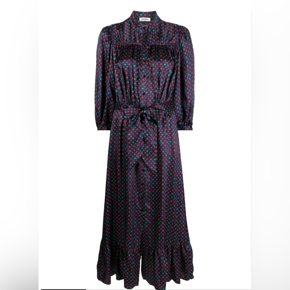 NEW 💫 SANDRO Elegant Multicolor Star Print Maxi Dress